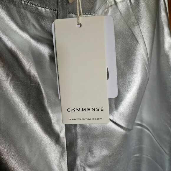 Commense Silver Metallic Pants | Size Small | NWT | High Rise Straight Leg - Picture 2 of 7